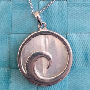 Sterling Silver Wave Pendant Necklace